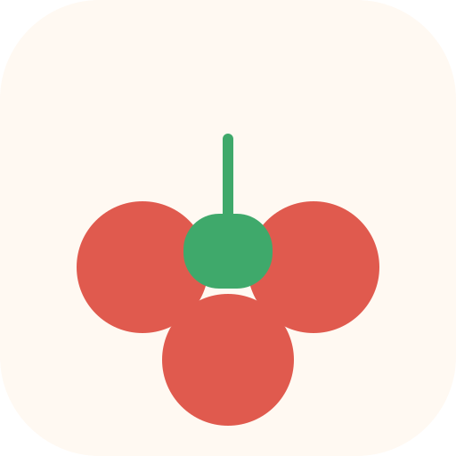 Berry icon: a green berry sprig on cream